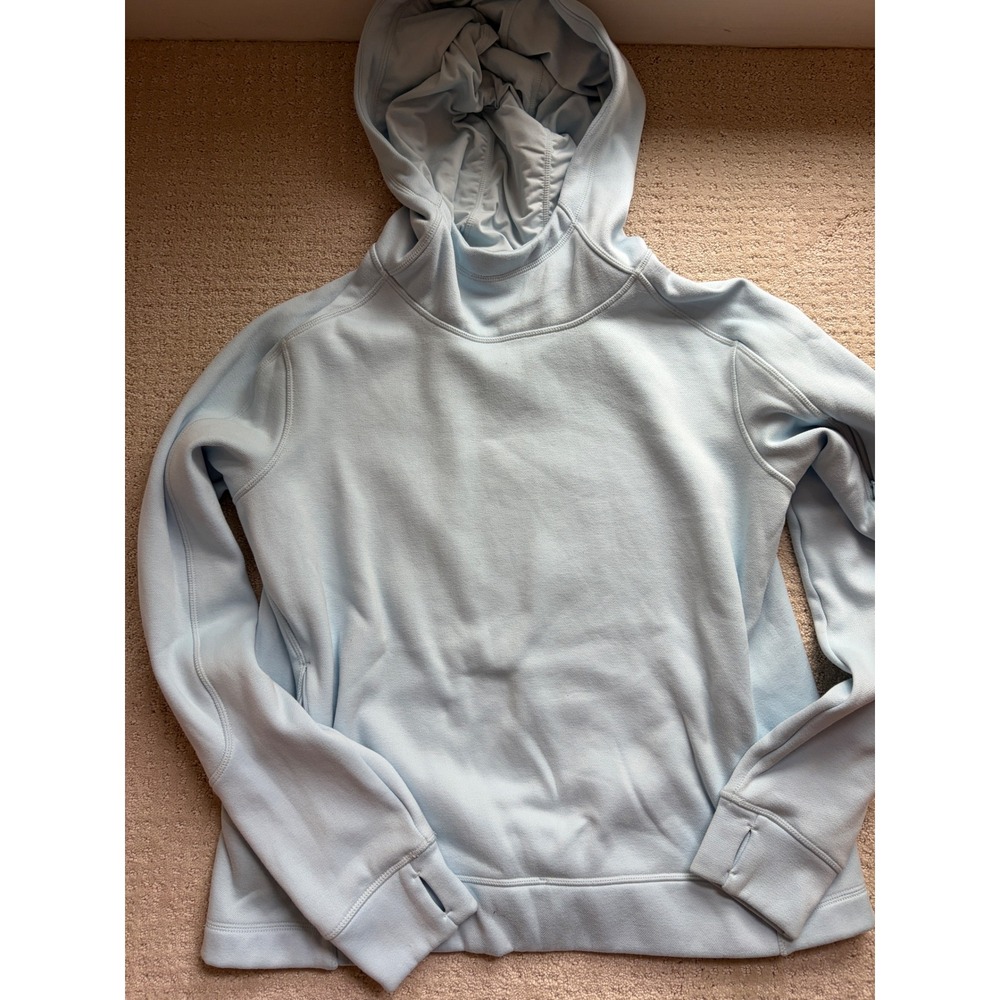 Sweaty Betty Hoodie Pullover Size M Light Blue Thumbhole Pockets Sporty Cozy
